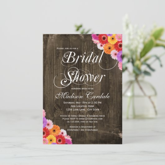 Invitations rustiques de Fête de la mariée de (Debout devant)