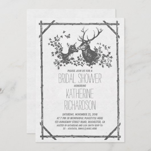 Invitations rustiques de la douche nuptiale avec c (Devant / Derrière)