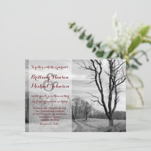 Invitations rustiques de mariage campagnard de (Debout devant)