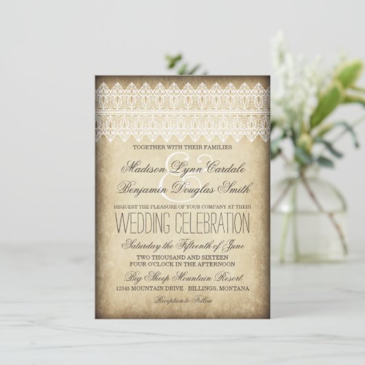 Invitations rustiques de mariage campagnard de (Debout devant)