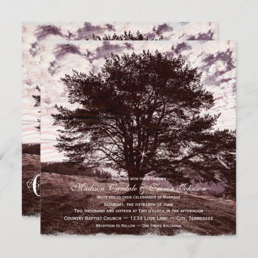 Invitations rustiques de mariage campagnard de (Devant / Derrière)