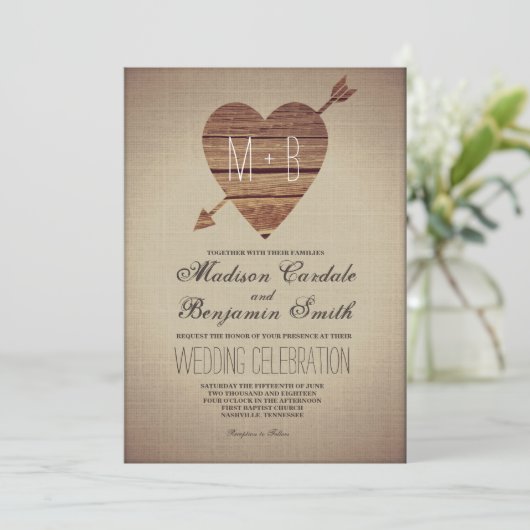 Invitations rustiques de mariage campagnard de (Debout devant)