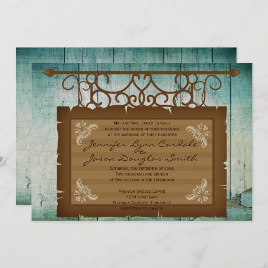 Invitations rustiques de mariage campagnard de (Devant / Derrière)