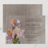 Invitations rustiques de mariage d'Alstroemeria (Devant / Derrière)