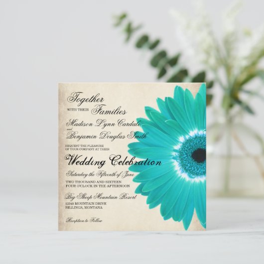 Invitations rustiques de mariage d'Aqua de (Debout devant)