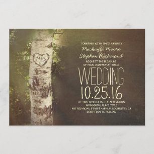 Invitations rustiques de mariage d'arbre de