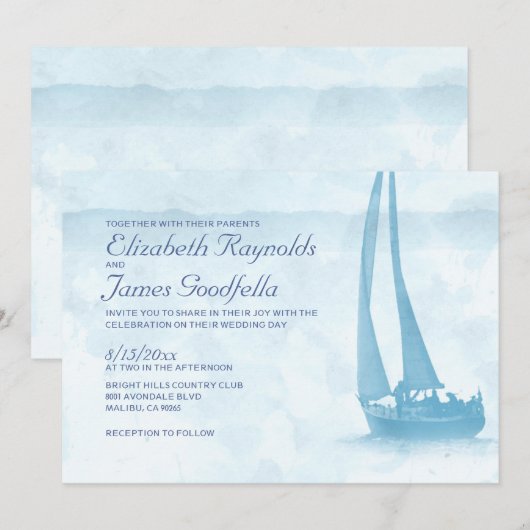 Invitations rustiques de mariage de bateau (Devant / Derrière)