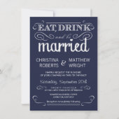 Invitations rustiques de mariage de bleu marine de (Devant)