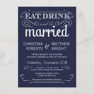 Invitations rustiques de mariage de bleu marine de