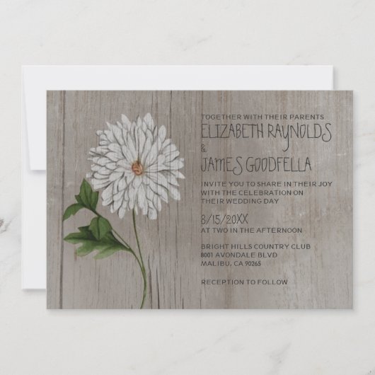 Invitations rustiques de mariage de chrysanthème (Devant)