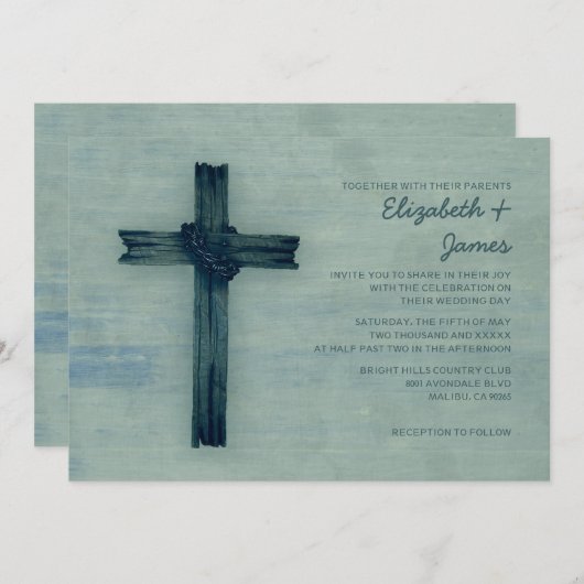 Invitations rustiques de mariage de croix de fer (Devant / Derrière)