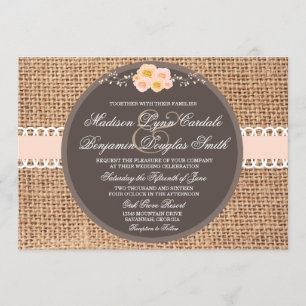 Invitations rustiques de mariage de dentelle de