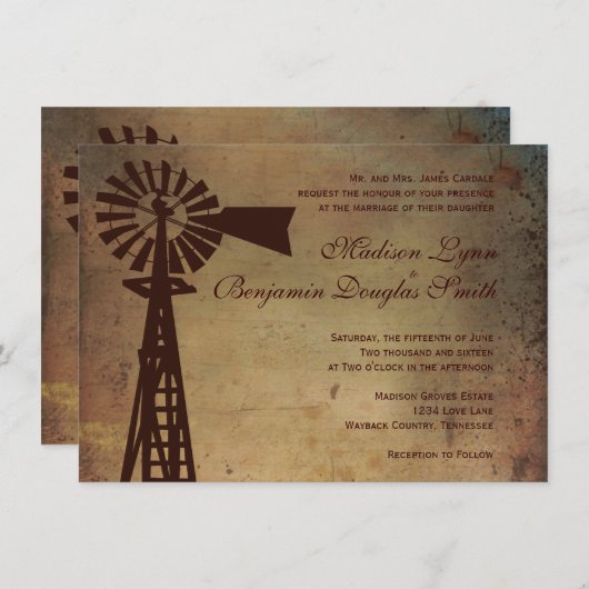 Invitations rustiques de mariage de ferme de (Devant / Derrière)