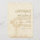 Invitations rustiques de mariage de moulin à vent (Devant / Derrière)