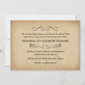 Invitations rustiques de mariage de parchemin (Devant)