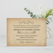Invitations rustiques de mariage de parchemin (Debout devant)