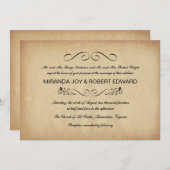 Invitations rustiques de mariage de parchemin (Devant / Derrière)