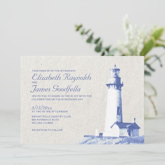 Invitations rustiques de mariage de phare (Debout devant)