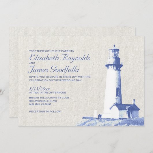 Invitations rustiques de mariage de phare (Devant / Derrière)