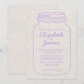 Invitations rustiques de mariage de pot de maçon (Devant / Derrière)