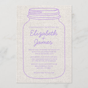 Invitations rustiques de mariage de pot de maçon