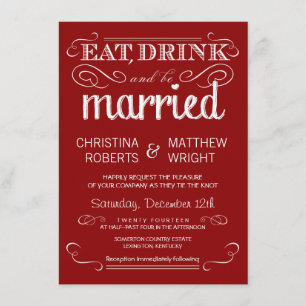Invitations rustiques de mariage de rouge cramoisi