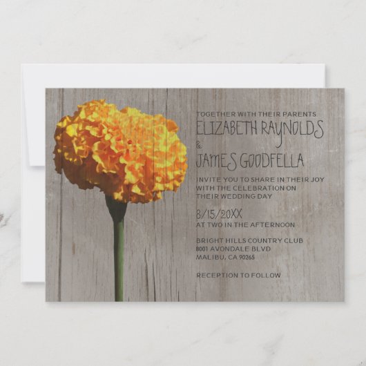 Invitations rustiques de mariage de souci (Devant)
