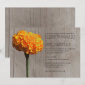 Invitations rustiques de mariage de souci (Devant / Derrière)