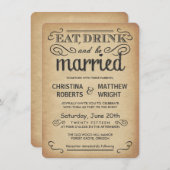 Invitations rustiques de mariage de style de (Devant / Derrière)