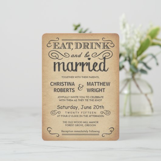 Invitations rustiques de mariage de style de (Debout devant)