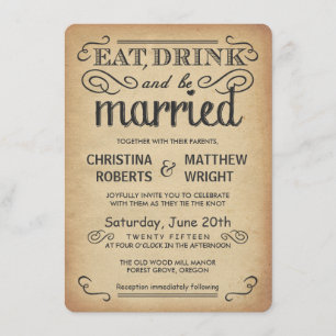 Invitations rustiques de mariage de style de