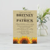 Invitations rustiques de mariage de toile de jute (Debout devant)