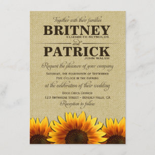 Invitations rustiques de mariage de toile de jute