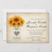 Invitations rustiques de mariage de tournesol de (Devant)