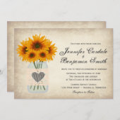 Invitations rustiques de mariage de tournesol de (Devant / Derrière)