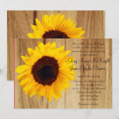 Invitations rustiques de mariage de tournesol de (Devant / Derrière)