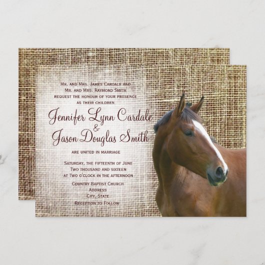 Invitations rustiques de mariage d'impression de (Devant / Derrière)