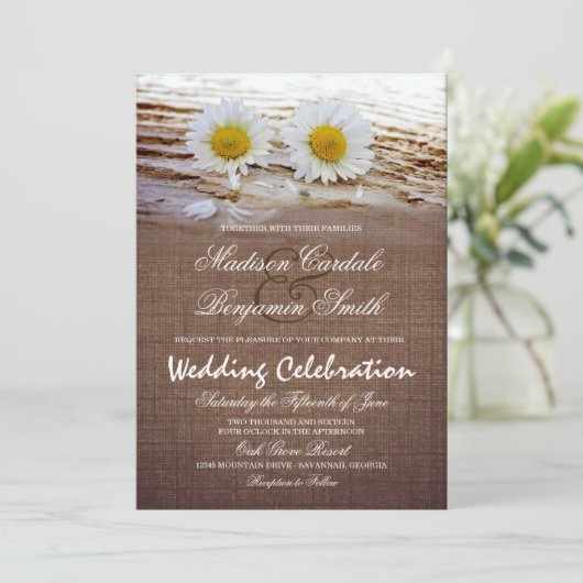 Invitations rustiques de mariage d'impression de (Debout devant)