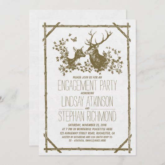 Invitations rustiques d'un parti d'engagement avec (Devant / Derrière)