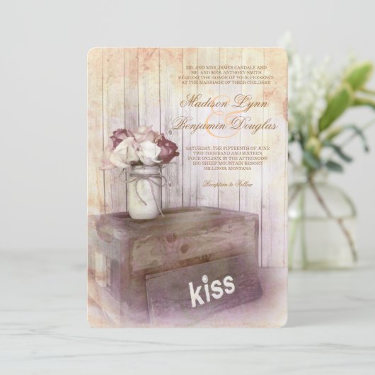 Invitations rustiques en bois de mariage (Debout devant)