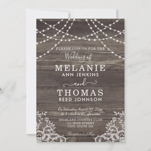 Invitations rustiques en bois et de mariage de (Devant)