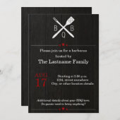 Invitations rustiques et modernes de BBQ en rouge (Devant / Derrière)