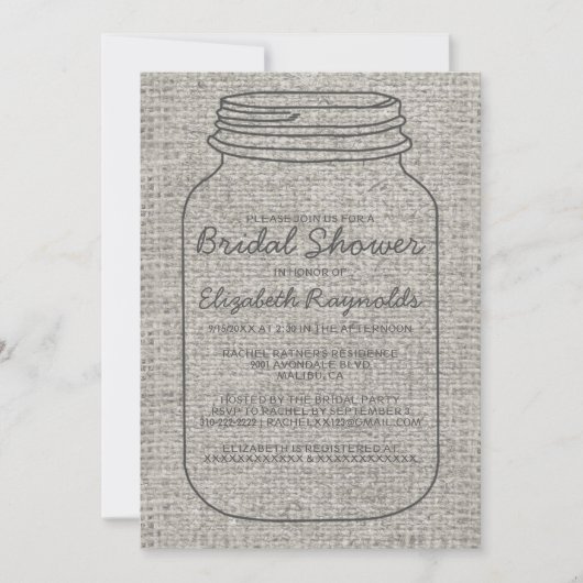 Invitations rustiques gris de Fête de la mariée de (Devant)