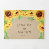 Invitations Rustiques Mariage Tournesol Tri-Fold (Page de couverture)