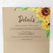 Invitations Rustiques Mariage Tournesol Tri-Fold (Intérieur en premier)