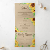 Invitations Rustiques Mariage Tournesol Tri-Fold (Intérieur)