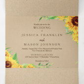 Invitations Rustiques Mariage Tournesol Tri-Fold (Intérieur au milieu)