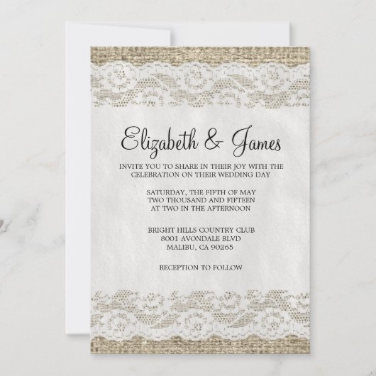 Invitations rustiques noires et blanches de (Devant)