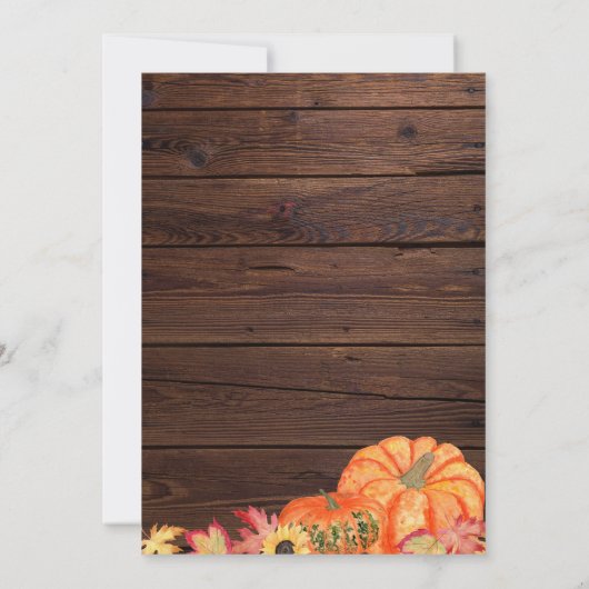 Invitations Rustiques Orange Citrouille Thanksgivi (Dos)