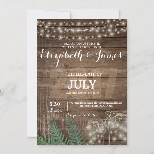 Invitations rustiques personnalisables de mariage (Devant)